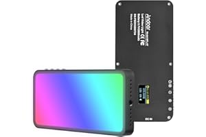 Andoer Lampa wideo RGB LED, przenośna, 3000 K - 6500 K, ściemniana, ładowana przez USB, z akumulatorem 2800 mAh, CRI95+, do lustrzanek cyfrowych, YouTube, do fotografii wideo