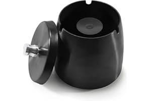LIFEANT Posacenere da Esterno in Acciaio Inossidabile, Posacenere con Coperchio, Posacenere in Acciaio Inossidabile Antivento per Home Office, Bar, Desktop, Patio, Balcone Esterno ， (Nero)