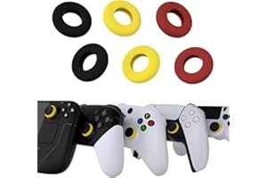 PlayVital 3 Paare Premium Stoßdämpfer Ring für Thumbstick,Zubehör Zielhilfe für ps5/für ps4/für Xbox Series X/S/für Xbox One/Xbox 360/für Switch Pro Controller/für Steam Deck(Schwarz Rot Gold)