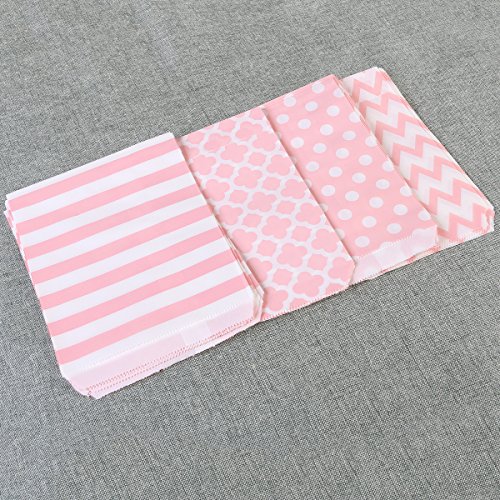 NUOLUX Treat Sacks,48pcs Wedding Candy Bar Bags Party Gift Bags Paper Bag (Pink) - 3