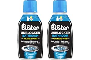 Buster Bathroom Drain Unblocker (Pack of 2 x 300ml) Fast-Acting Sink Unblocker Dissolves Hair, Sludge and Soap, Drain Cleaner