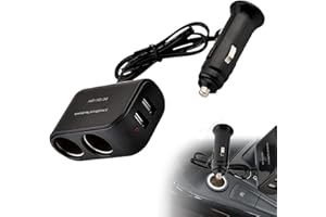 BANSUSU 1PCS Cigarette Lighter Splitter 2-Socket 12V/24V Dual Cigarette Lighter Adapter Car with 2 USB Ports Double Cigarette Adapter for Car Fast Charging Compatible with Car Camera Dash Cam GPS Phone