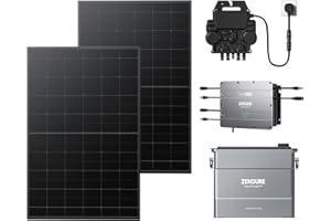 ZENDURE SUPERCHARGED Zendure Solarflow Hub 2000 con AB2000S 1920Wh, Central Eléctrica de Balcón con Entrada Solar 1800W, con APsystems EZ1-M Microinversor 800W, Panel Solar 840W