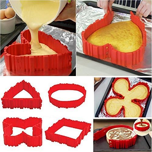4x Silicone Cake Mould Bake DIY Cake Shape Nonstick Pastry Tool Tray Magic Baking