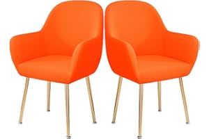 LIFEDX Fundas Sillas de Comedor Elásticas 2/4/6 Pack, Fundas para Sillas de Oficina con ​Brazos Respaldo Curvo, Fundas de Asiento Silla Protectoras de Sillas Jacquard Modernas Lavable-Orange||2PCS