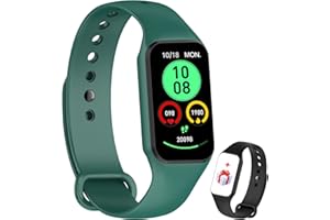 IOWODO Montre Connectée Femme Homme, Smartwatch, Montre de Sport, Étanche,Oxymètre Podomètre,Cardiofrequencemètre, Calories, Fitness pour Android iOS avec 2 Bracelets (Verte)