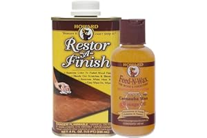 HOWARD PRODUCTS Restor A Finish Water Mark Remover Walnut + Feed & Wax. Removes Heat Rings, Water Stains, Scuffs, Watermarks, White Rings and Scratches in Wooden Furniture (236ml+140ml)