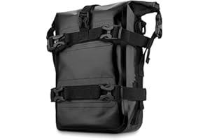 Krtopo Motorcycle Crash Bar Bag Waterproof 8L Motorbike Storage Travel Luggage for ADV Sports Outdoor Riding Hiking Camping Durable Riding Gear with Adjustable Straps Shoulder Strap(1 Pack - Black)​