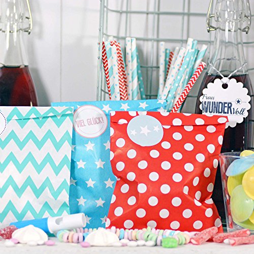 25 Frau Wundervoll Papiertüten – rot, weiße Punkte – / Geschenktüten / Candy Paper Bags - 5