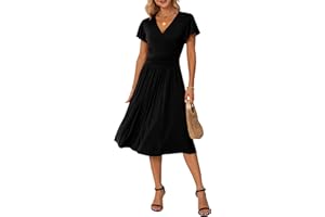 GRECERELLE Womens Summer Wrap Dress Ladies Casual Ruffle Short Sleeve V-Neck Floral Beach Dresses for Women