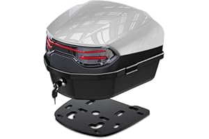 ‎LESANM LESANM 35L Motorrad Topcase, Motorrad Daily Tail Box Trunk Lockable Storage Carrier Kunststoffkoffer mit weicher Rückenlehne Universalhalterung für Helm Gepäck, Wasserdicht Motorrad Top Box (Silber)