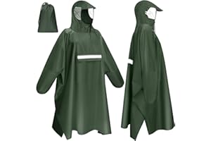 Faneam Impermeabile Poncho Antipioggia Uomo Donna, Riutilizzabile Poncho da Pioggia Bicicletta con Strisce Riflettenti, Impermeabile con Cappuccio leggero per Ciclismo, Trekking, Pesca,Taglia Unica