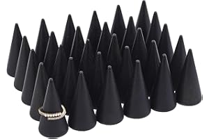FINGERINSPIRE 30 Pcs Wood Cone Ring Holder Finger Jewelry Display Stand（BurlyWood 25x50mm） Ring Display Stands Organizer DIY Craft for Retail Jewelry Organizer Holder