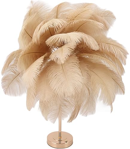 Feather Lamp Roze Zonder Lamp Feather Tafellamp met Zachte Veren, Tafellamp Nachtkastje Bureaulamp Decoratie for Slaapkamer Tentoonstellingshal Koffieshop(Color:White,Size:Europe