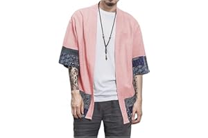 perdontoo Camicia Kimono T-Shirt Uomo Cardigan Giacca Top Casual Camicetta Vintage Elegante Estiva Coppia