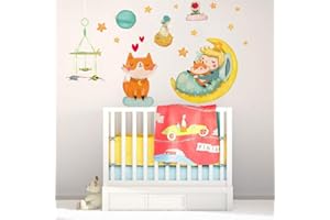 Kina - EcoTessuto Adesivo | Riposizionabile | Ecologico Anallergico | Piccolo Principe | Effetto Carezza | Adesivi Murali Bambino | R00572 | Decorazione Murale Cameretta | Asilo Nido | 90x30 cm