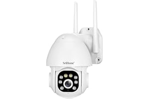 SriHome 3MP PTZ IP Security Camera with Human Motion Tracking, Full-color Night Vision, Sound and light alarm, IP66 Waterproof, 2-Way Audio, TF card local storage