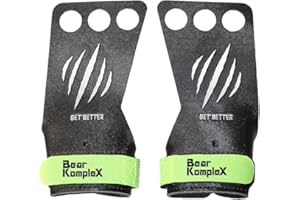 Bear KompleX Black Diamond 3 Hole Hand Grips, Great for All Bars, Speal, Barbell, Kettle Bell, Ring Work, Gymnastics, Crossfit, Comfort and Support, Protect from Blisters, Reduce Slipping, Men & Women