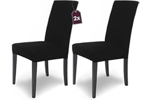 ‎SH SCHEFFLER-HOME LIVE HOMESTYLE SCHEFFLER-Home Stuhlhussen Stretch Mia/Stretch Stuhlhussen Schwarz 2er Set/Microfaser Stuhl Bezug waschbar als Stuhlabdeckung & Husse Stuhl Überzieher/Stuhlhussen Schwingstühle