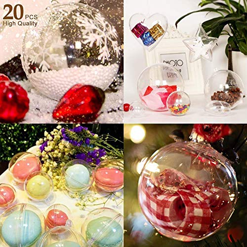 AGM 20Pcs Bolas de Navidad, Bola de Navidad Personalizada Transparente, Bola Colgante Navidad DIY para Decoración de Boda, Fiesta Festival,Bola, Navidad [Diámetro: 8 cm] (20 Piezas)