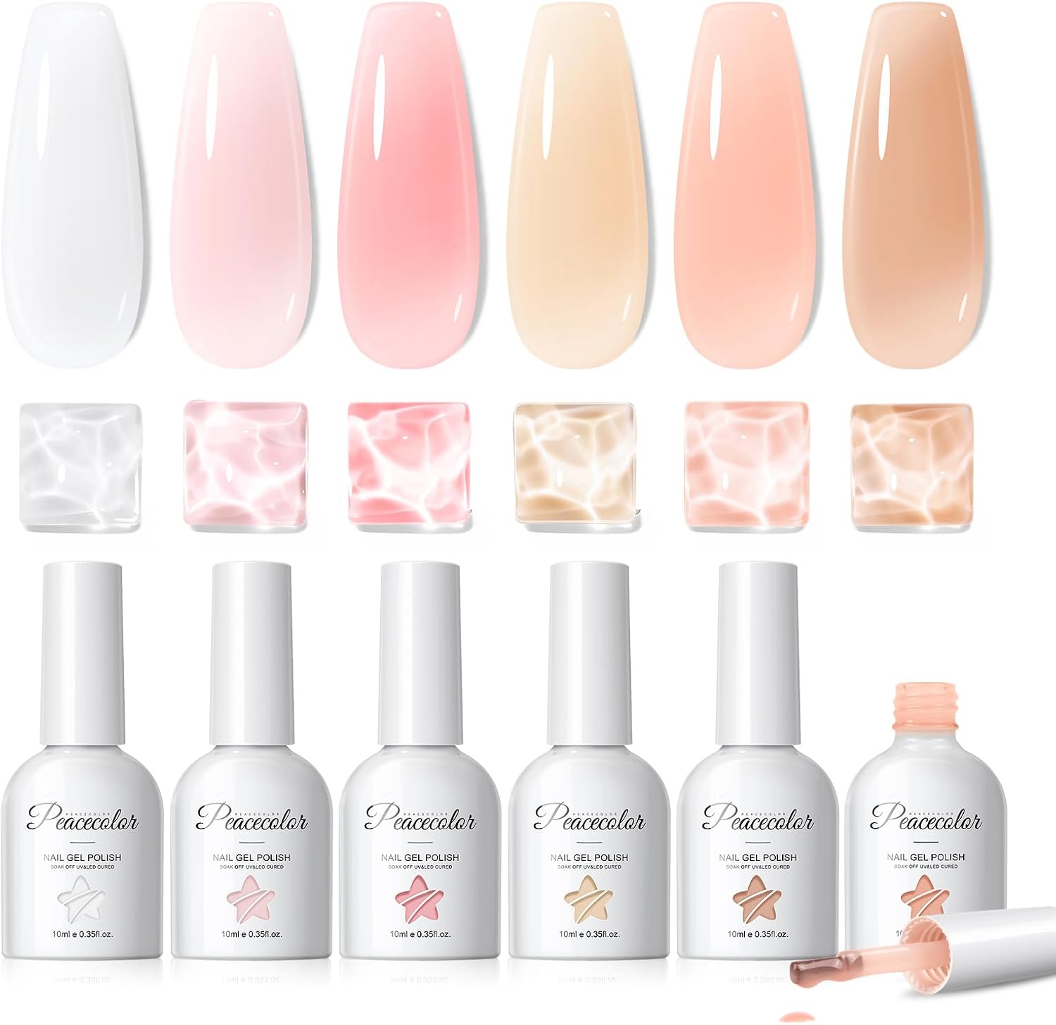 PEACECOLOR Builder Uñas Gel 10ML, Pintauñas Semipermanentes Blanco Lechoso Rosa Nude Gel Constructor para Extensión Reconstrucción Decoración de Uñas Principiantes y Profesionales