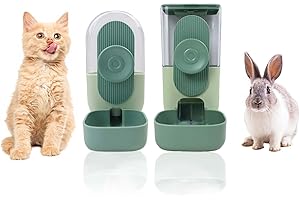 SLAKOZYT Dispensador automático de alimentos para Pequeñas Mascotas ，Automático Dispensador de Agua para Mascotas en la Jaula o Corral ，Conjunto de Comedero y Bebedero Automático，para conejos, hurones, gatos
