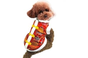 HALAWAKA Pet Chinese New Year Tang Suit Clothes Cute Pet Costume Clothes Dog Jacket Outfit for Warm