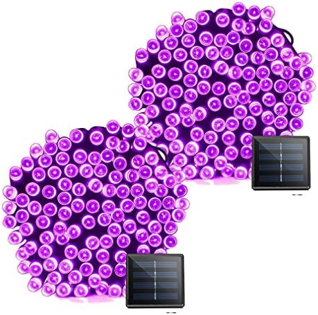 Lamker Solar Fairy Lights 2 Pack 50 LED 23ft Solar Powered LED String Lights Waterproof Outdoor Decorative Light for Garden Home Wedding Party Christmas Halloween Purple