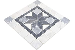 CONWIRE Naturstein Mosaik Einleger Fliese Travertin weiß schwarz für WANDDEKO BAD WC KÜCHENDEKO