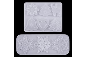 UTMACH 2 Stampi Resina di Natale, 9 Forme Fiocchi Neve Stampi in Resina, Stampo di Resina Natalizio per Fai Da Te Stampi Pendente