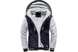 VSUSN Uomo Felpa con Cappuccio Manica Lunga Felpe con Cappuccio Vello Foderato Hoodies con Cerniera Cappotto Giacca Inverno Caldo