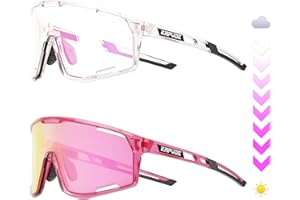 KAPVOE Photochromatische Selbsttönend Fahrradbrille für Herren Damen Klar Sportsonnenbrille TR90 Rahmen Sport Radfahren MTB Radbrille UV400 Schutz Sportbrille für Laufen Fahren Baseball Triathlon