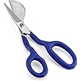 QWORK Duckbill Shears, 7 in Duckbill Applique Blade Scissors, for Carpet Pile, Carpet Punch - Blue