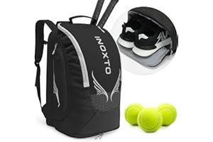 INOXTO 40 l Tennistaschen für Damen und Herren, großer Tennis-Rucksack für 2 Tennisschläger, wasserdicht und atmungsaktiv, Pickleball-Tasche mit unabhängiger Schuhaufbewahrung für Tennis, Badminton,