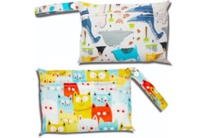 EODKSE 2pcs Sacs à Couches lavables étanches, réutilisables et Pratiques pour bébé, Pochette séparée pour Couches mouillées ou sèches, Sac fourre-Tout Multifonction pour bébé Les Sorties à la Piscine