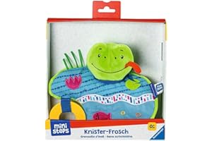 Ravensburger ministeps 4156 Knister-Frosch, Schmusetuch mit Beißring und Knister-Geräusch, Baby Spielzeug ab 0 Monate