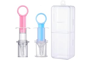 DILIGHTNEWS 2 Stücke Baby Medizin Dispenser + 1 Stücke Kiste, Baby Oral Füttern Spritze Baby Flüssigkeit Feeder Spender mit Schnuller Kopf Geeignet für Kleinkinder Neugeborene (Blau und Rosa)