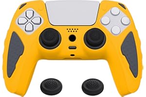 ‎PLAYVITAL PlayVital Silikon Hülle für ps5 Controller,Case Anti-Rutsche Schutzhülle Hülle Griffe Skin Weiches Gummi Grips für PlayStation 5 Wireless Controller(Caution Gelb & Graphitgrau)
