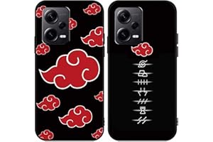 Eouine 2 Piezas Funda para Xiaomi Redmi Note 12 Pro 5G 6.67'' con Anime Funda Akatsuki Diseño Cover, Protectora Carcasa Animadas Nube Roja Patrón Case Antichoque TPU para Xiaomi Redmi Note 12 Pro