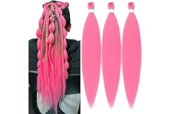 YDDM Meches Pour Tresses Africaine Rose Rajout Cheveux Tresses Texture Yaki Easy Install pour Debutants 26 Pouces 3 Paquets Cheveux Legers Naturels pour Box Braids Twist Crochet Styles