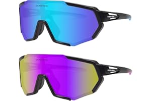 Queshark Lot de 2 Lunette Velo, Léger & Antidérapante & TR90 Cadre & Protection UV400, Lunette Running Homme Femme, pour Cyclisme Conduite Golf Baseball Volleyball