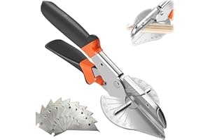 Tkxjry 45 ° -135 ° Cisaille à Onglet à Angle, Ciseaux à Onglet à Cliquet, Cisailles à Onglets Pour Coupe-Bois, Pour Couper le Bois Tendre, le Plastique, le PVC Et Plus, Y Compris 6 lames De Rechange