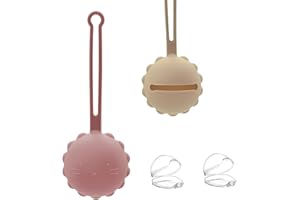 POWGLASS Schnullerbox Silikon | 2 Baby Schnullertasche | BPA-freie Babybären-Schnullertasche | Transparent Schnulleraufbewahrung Box | Sichere Aufbewahrung für Schnuller (Katze)