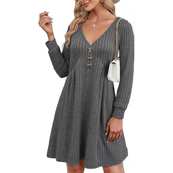 Tuniek trui jurk lang met ballonmouw | Bruin – Mode