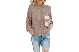 Saodimallsu Damskie swetry z golfem oversize nietoperz długi rękaw sweter luźny gruby dzianinowy sweter