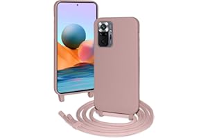 FERLAN Silikon Handykette für Xiaomi Redmi Note 10 Pro 4G Hülle mit Band,Stylische Verstellbarer Halskette Handyhülle,Necklace Hülle mit Band,Handyhülle für zum Umhängen,Sandpulver