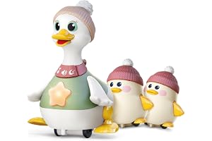 HOLA Dancing Duck familjeleksaker, Tummy Time Toys, krypleksak med ljus och musik, babyleksaker för 6–12 månader, jul och föd