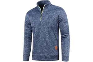 AOOUEKUL Half Zip Pullover Herren Ohne Kapuze Männer für Solid Arbeitspullover Oversize Winter Sport Arbeitspullover Sweater Men