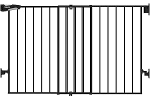 Babelio 31.5-55" No Bottom Bar Baby Gate Extra Wide, 2-in-1 Auto Close Dog Gate for The House, Stairs and Doorways, with Large Walk Thru Door, Black