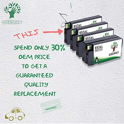 greensky 4  Pack REMANUFACTURADO PARA HP 953  953  x l cartuchos de tinta de repuesto para HP OfficeJet Pro 7740  8710  8720  8725  8728  8730  8740   1  negro 1  Cian 1  Magenta 1  Amarillo 